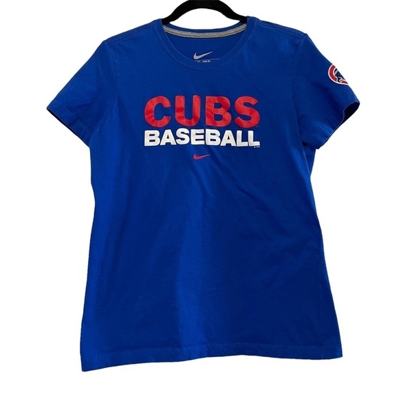 Nike Chicago Cubs Baseball Blue & Red Slim Fit Shirt - Picture 1 of 4